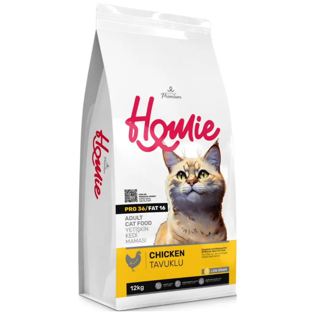 Homie Süper Premium Düşük Tahıllı Tavuklu Yetişkin Kedi Maması 12 Kg