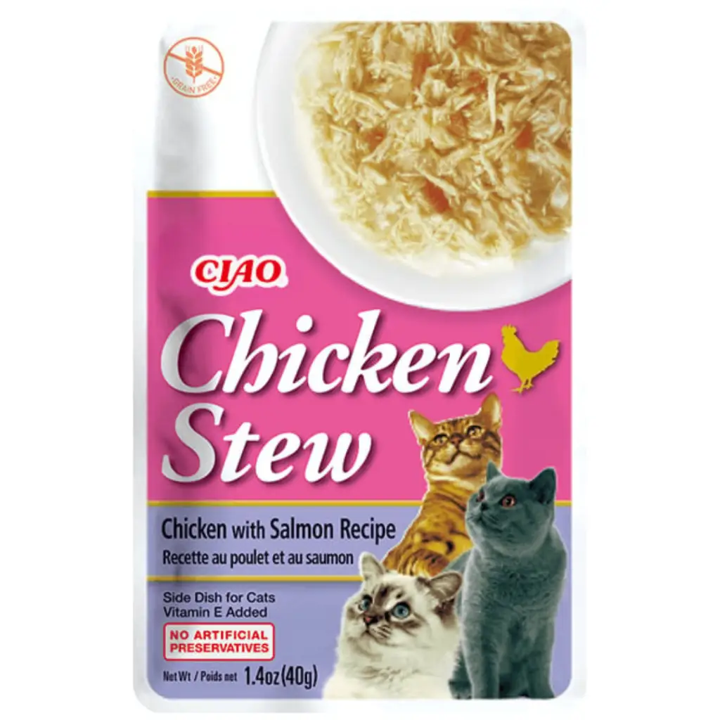 inaba Ciao Chicken Stew Tavuk Güveçli ve Somonlu Pate Kedi Yaş Maması 40 Gr