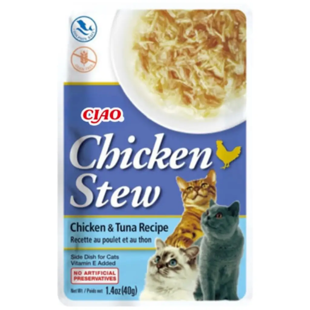 inaba Ciao Chicken Stew Tavuk Güveçli ve Ton Balıklı Pate Kedi Yaş Maması 40 Gr