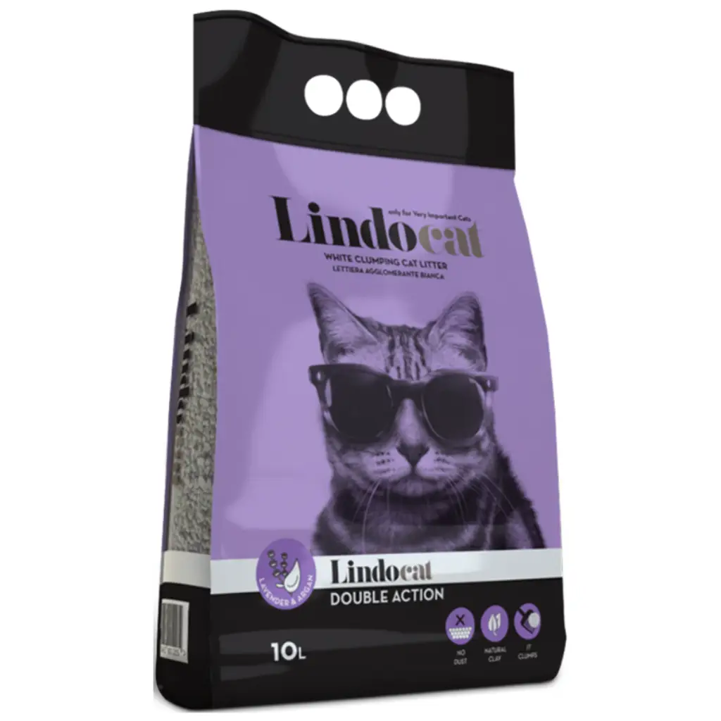Lindocat Double Action Lavanta Kokulu Topaklanan İnce Taneli Bentonit Kedi Kumu 10 Litre