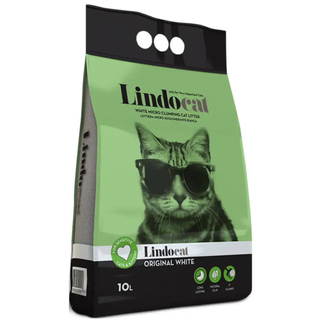 Lindocat Orijinal White Kokusuz Topaklanan İnce Taneli Bentonit Kedi Kumu 10 Litre