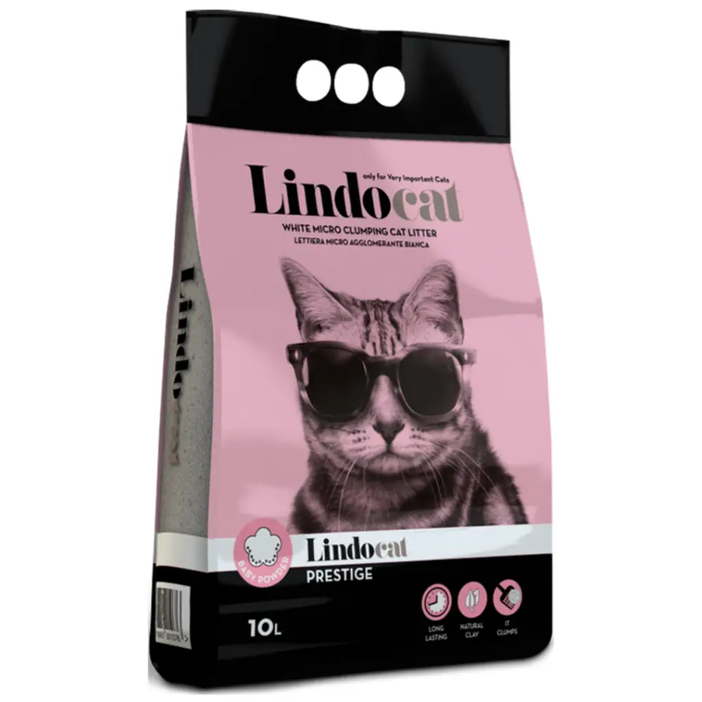 Lindocat Prestige Bebek Pudra Kokulu Topaklanan İnce Taneli Bentonit Kedi Kumu 10 Litre