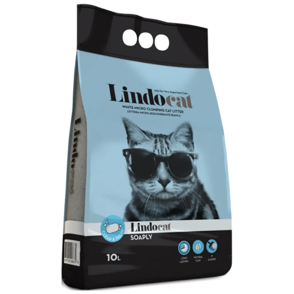 Lindocat Soaply Marsilya Sabun Kokulu Topaklanan İnce Taneli Bentonit Kedi Kumu 10 Litre