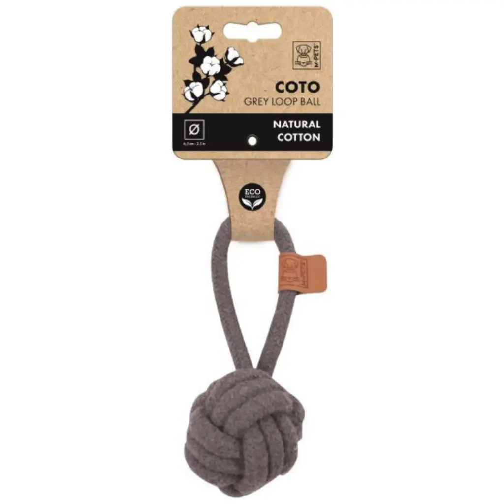 M-PETS Coto Grey Loop Ball Çekmeli Örgü Top Köpekler İçin Oyuncak 6.50 Cm