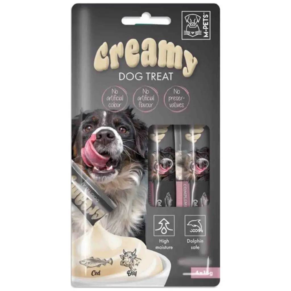 M-PETS Creamy Morina Balıklı ve Biftekli Krema Köpek Ödülü 4x15 Gr