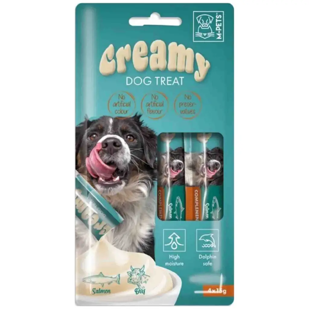 M-PETS Creamy Somon Balıklı ve Biftekli Krema Köpek Ödülü 4x15 Gr
