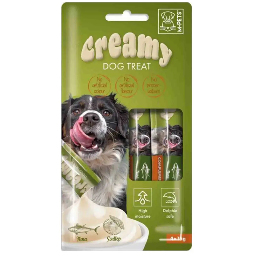 M-PETS Creamy Ton Balıklı ve Deniz Taraklı Krema Köpek Ödülü 4 x 15 Gr