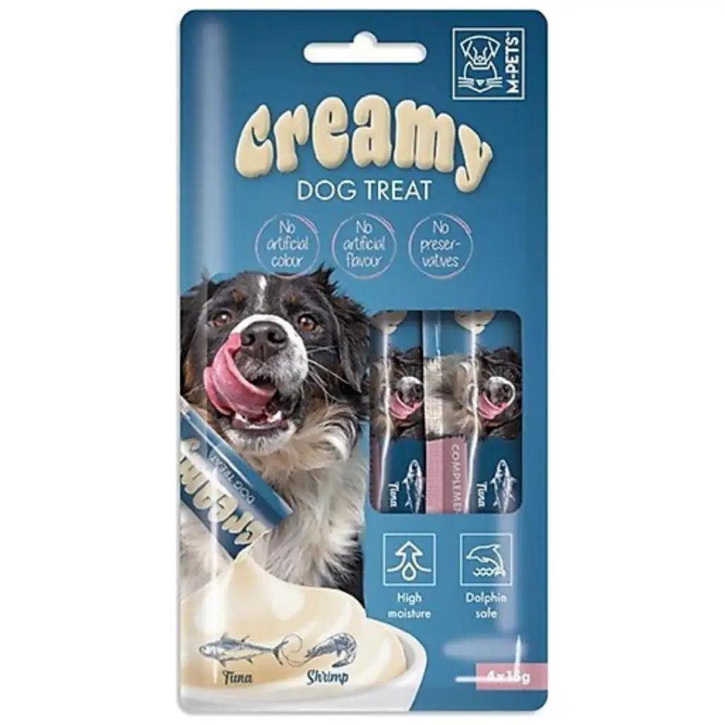 M-PETS Creamy Ton Balıklı ve Karidesli Krema Köpek Ödülü 4x15 Gr