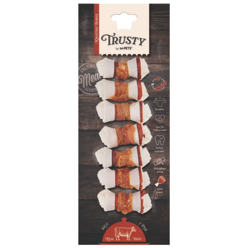 M-PETS Trusty Extra Beef Düğümlü Kemik Köpek Ödülü 7 Li 105 Gr
