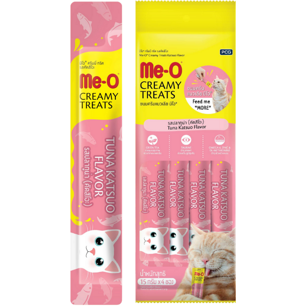 Me-O Creamy Çizgili Orkinos ve Ton Balıklı Kedi Krema Ödülü 4x15 Gr