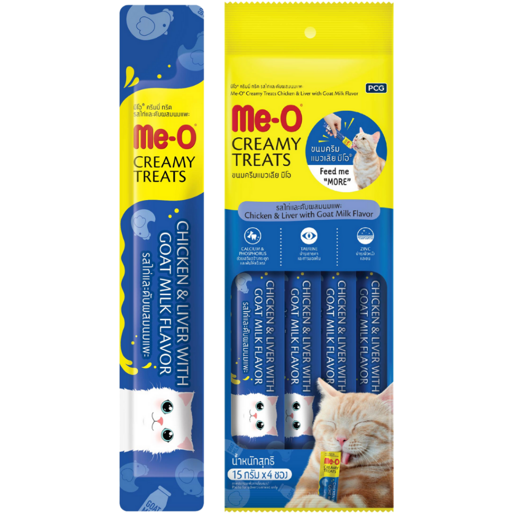 Me-O Creamy Tavuk Ciğer ve Keçi Sütlü Krema Kedi Ödülü 4x15 Gr
