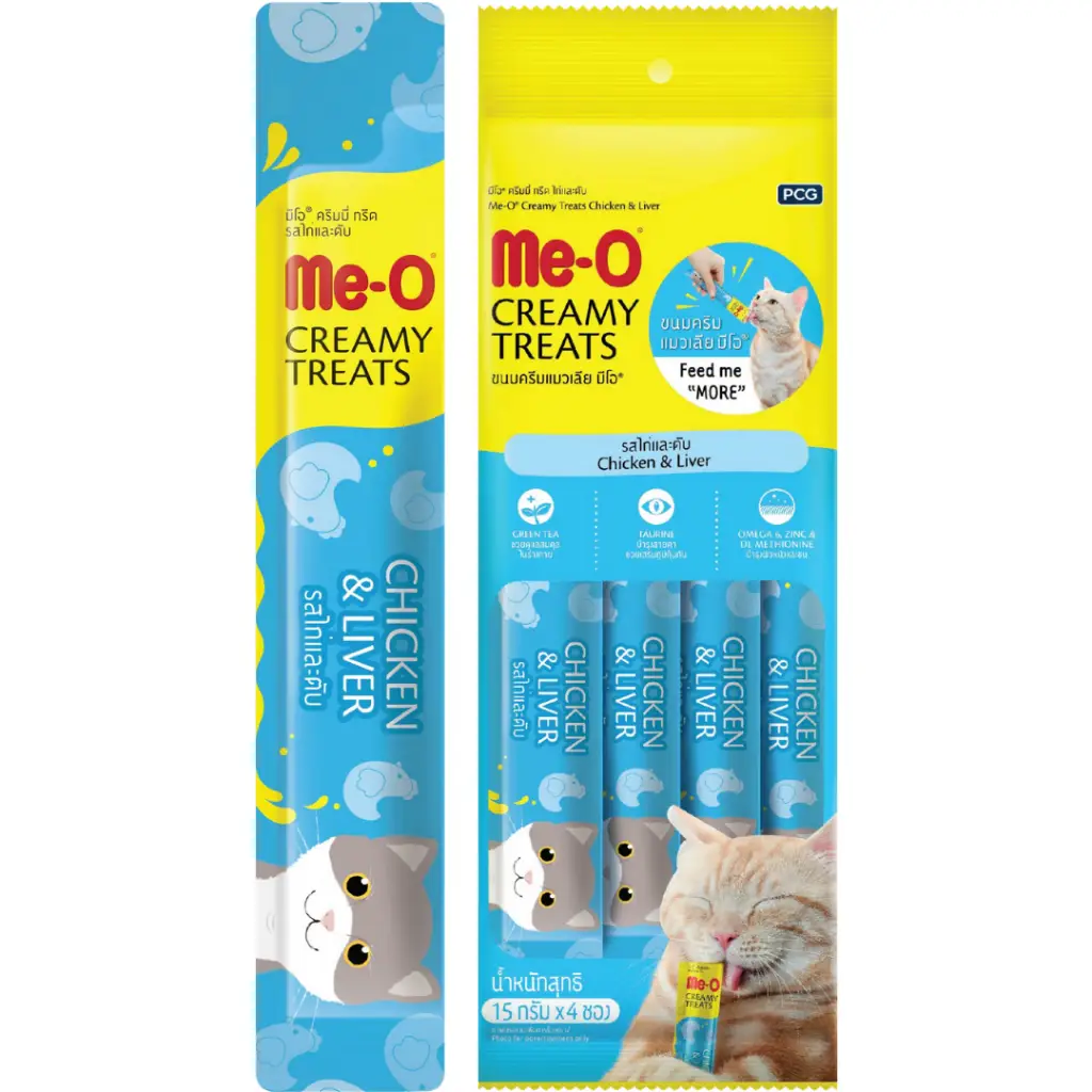 Me-O Creamy Tavuklu ve Ciğerli Krema Kedi Ödülü 4x15 Gr