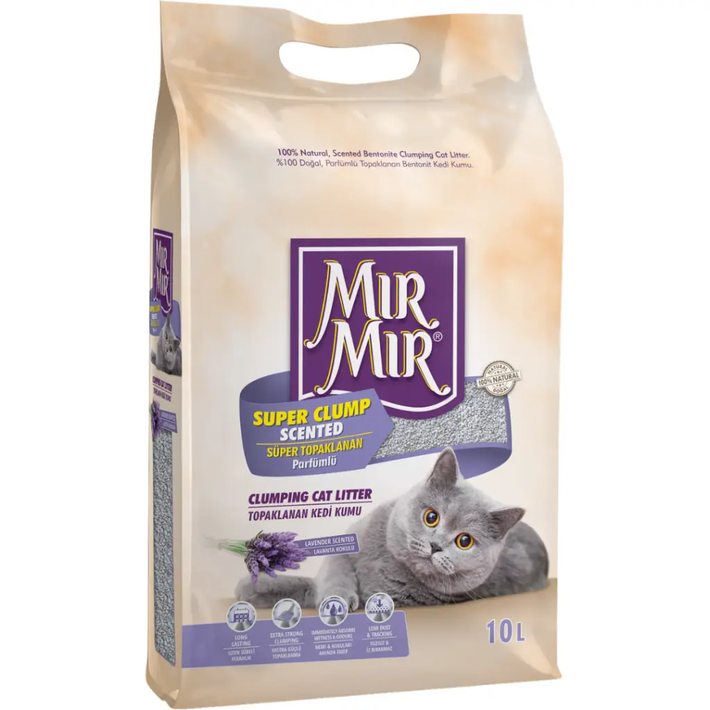 Mırmır Lavanta Kokulu Topaklanan Bentonit Kedi Kumu 10 Litre