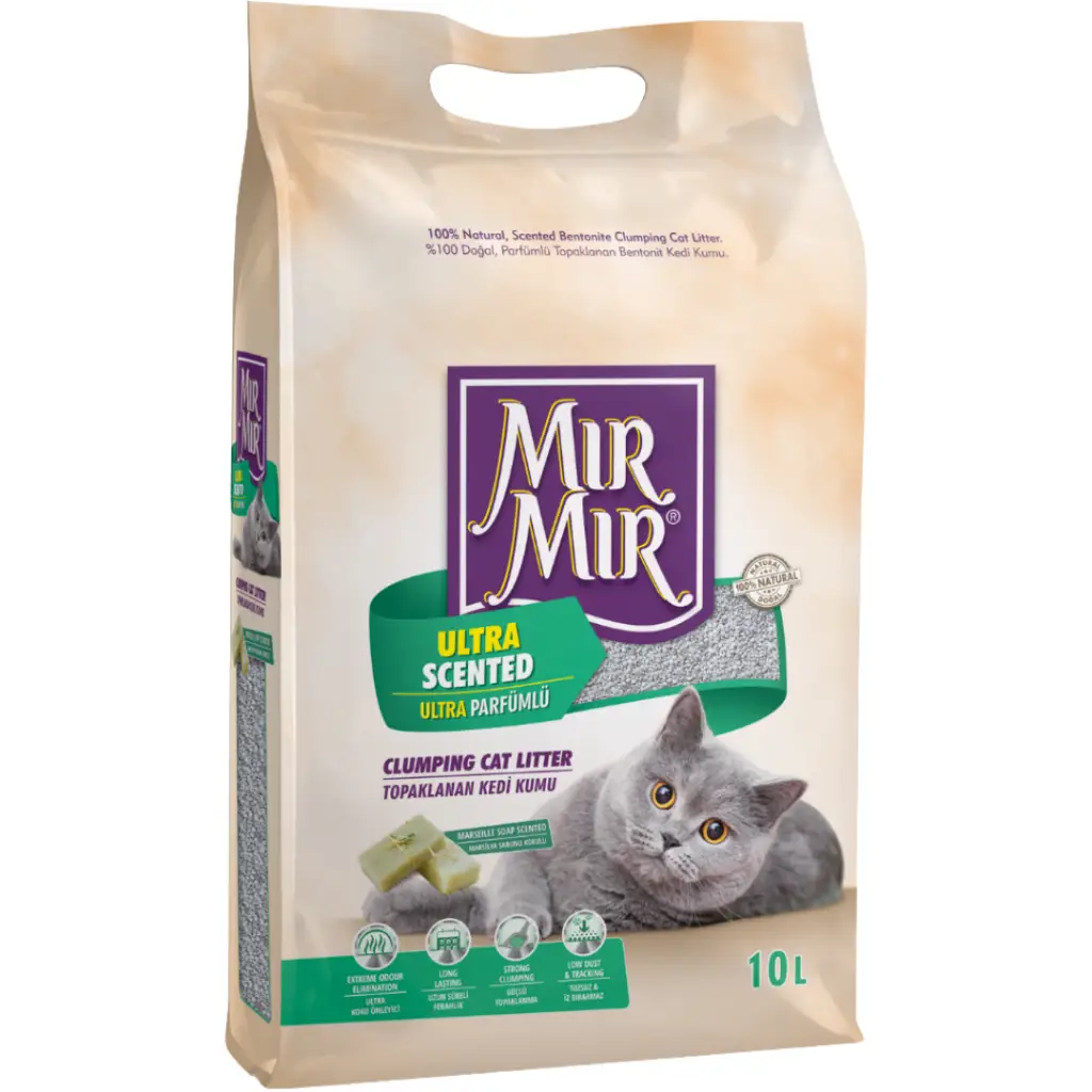 Mırmır Marsilya Sabunu Kokulu Topaklanan Bentonit Kedi Kumu 10 Litre
