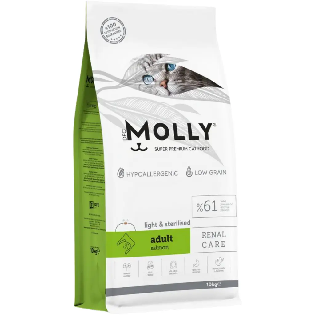 Molly Düşük Tahıllı Hypoallergenic Light & Sterilised Somonlu Kısırlaştırılmış Kedi Maması 10 Kg