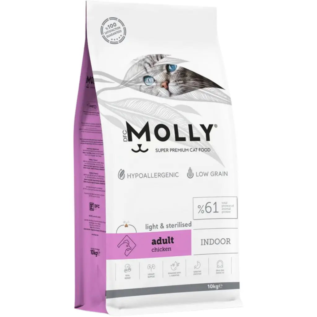 Molly Düşük Tahıllı Hypoallergenic Light & Sterilised Tavuklu Kısırlaştırılmış Kedi Maması 10 Kg