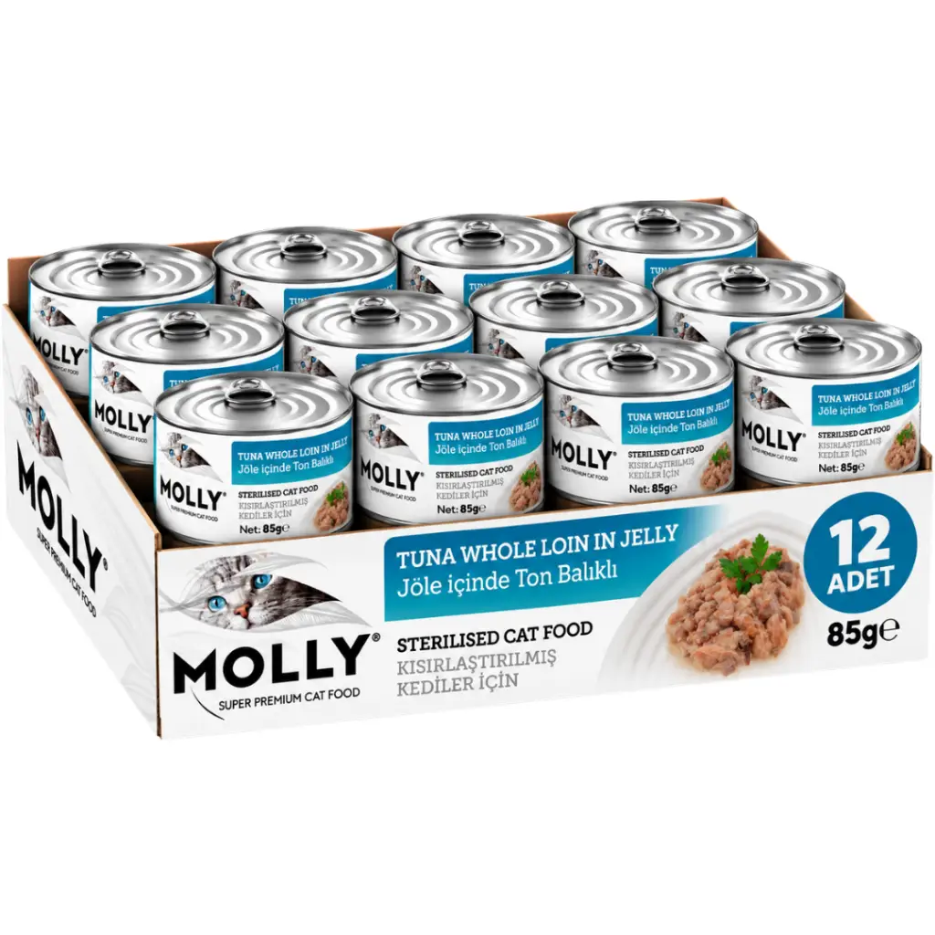 Molly Jöle İçinde Ton Balıklı Kısırlaştırılmış Kedi Konservesi 85 Gr 12 Adet