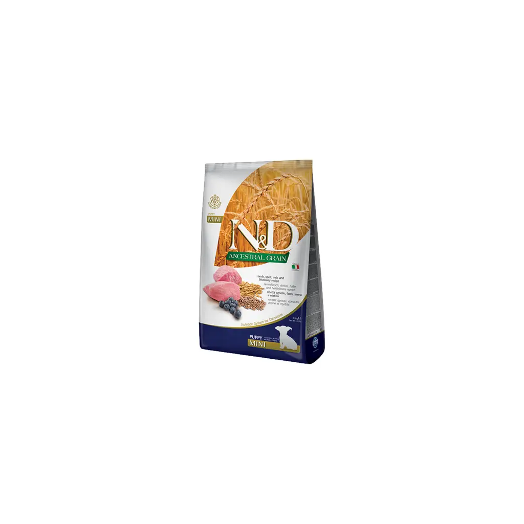 N&D Düşük Tahıllı Kuzu Etli ve Yaban Mersinli Mini Puppy Yavru Köpek Maması 2.5 Kg