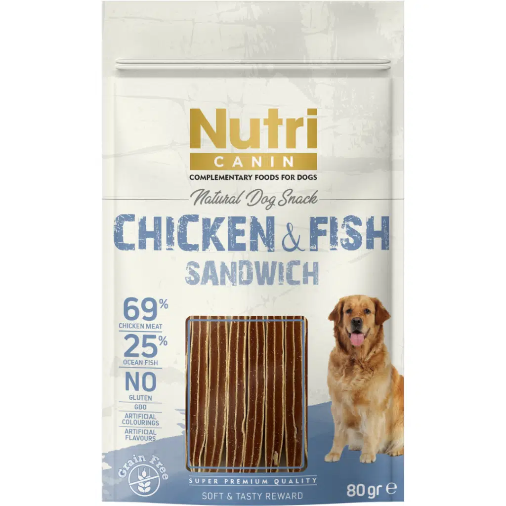 Nutri Canin Chicken & Fish Sandwich Tavuklu ve Balıklı Köpek Ödülü 80 Gr