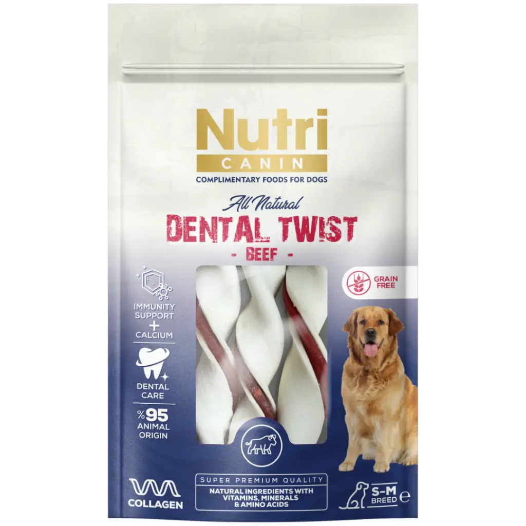 Nutri Canin Dental Twist Sığır Etli Köpek Ödülü 80 Gr