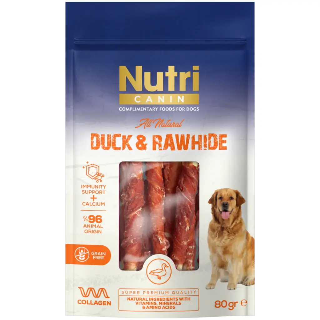 Nutri Canin Rawhide Ördek Eti Sargılı Burgu Kemik Köpek Ödülü 80 Gr