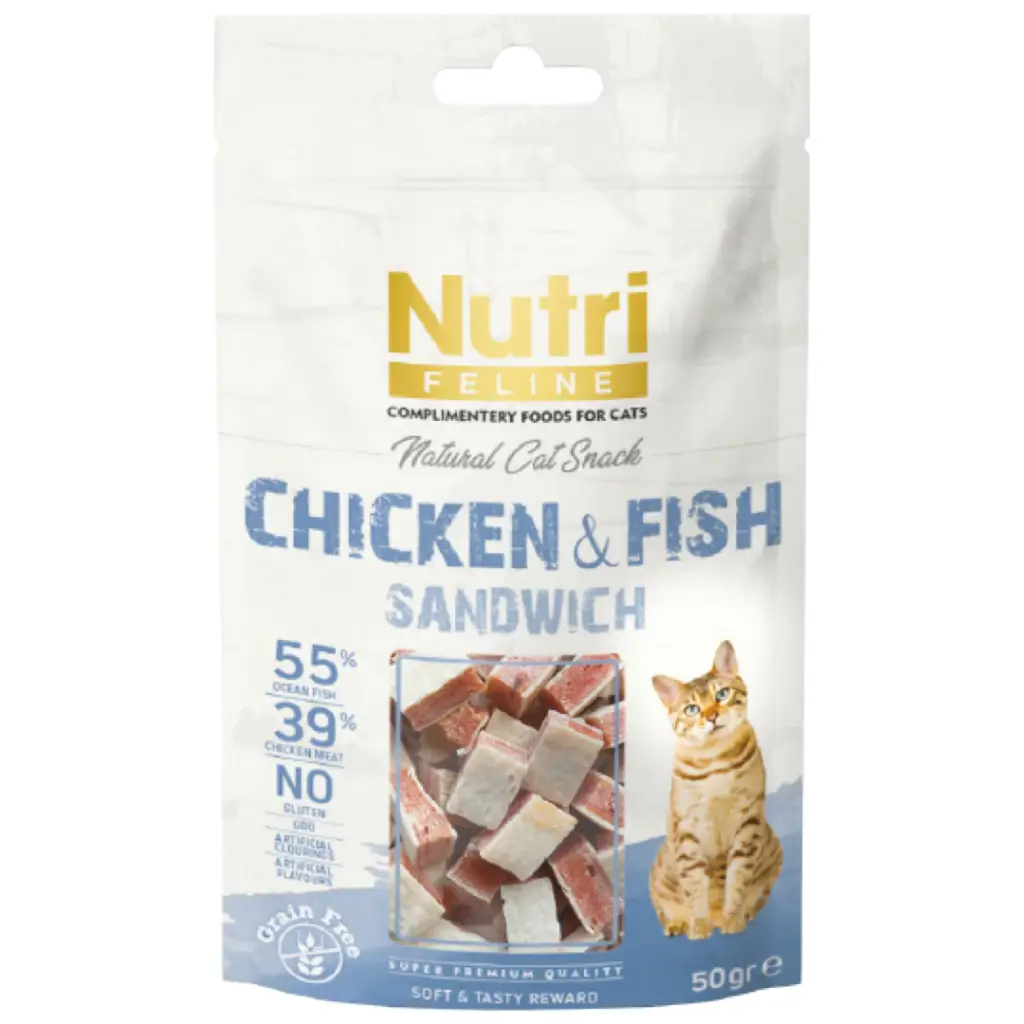 Nutri Feline Chicken & Fish Sandwich Kedi Ödülü 50 Gr