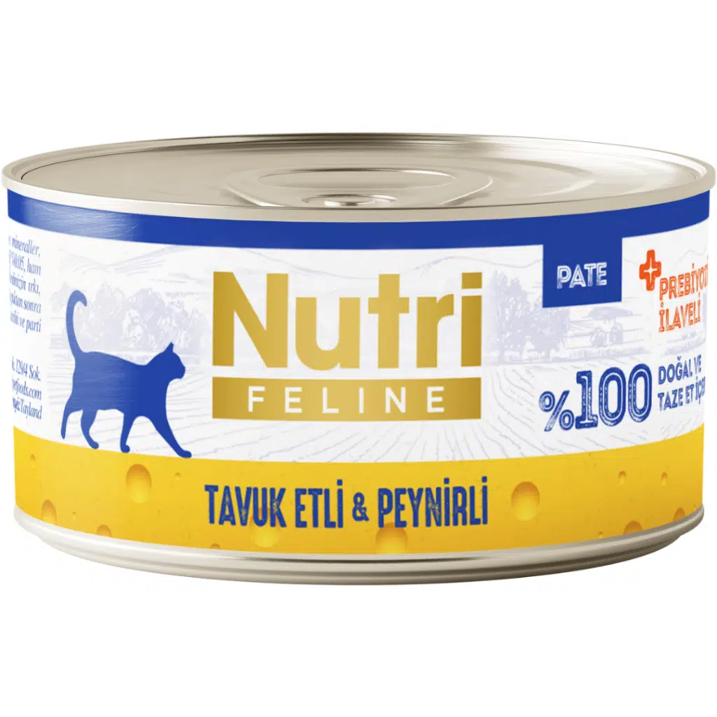 Nutri Feline Tavuk Etli ve Peynirli Tahılsız Yetişkin Kedi Konservesi Pate 70 Gr