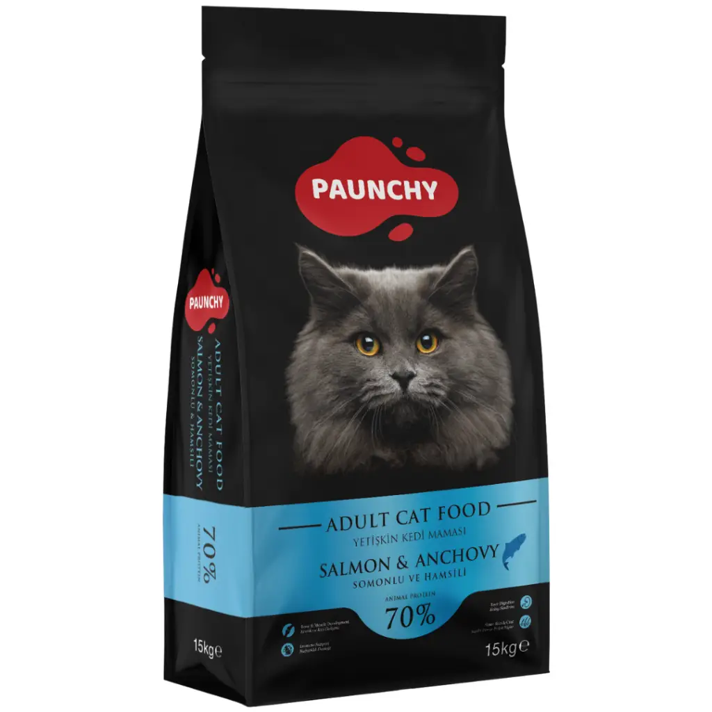 Paunchy Somonlu ve Hamsili Yetişkin Kedi Maması 15 Kg