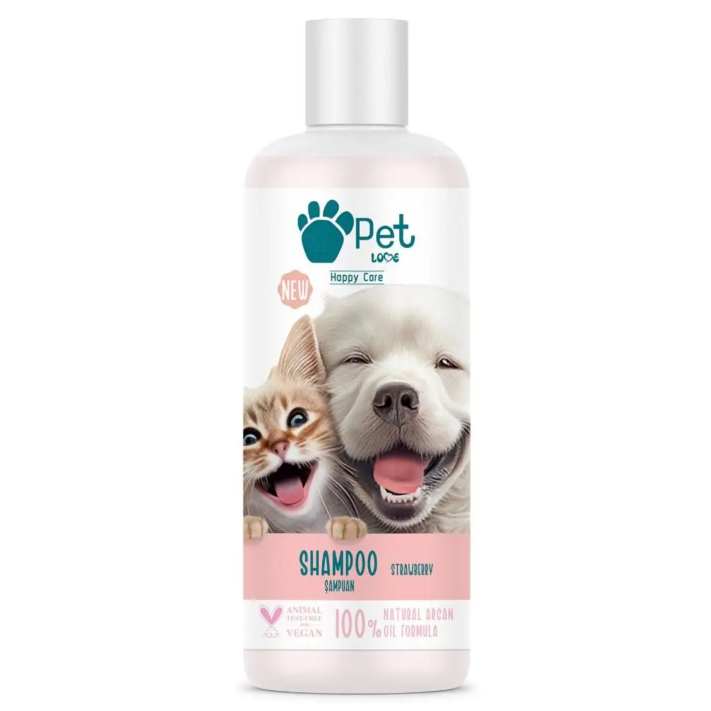 Pet Love Kediler ve Köpekler İçin %100 Doğal Argan Yağlı Çilek Kokulu Şampuan 250 ML