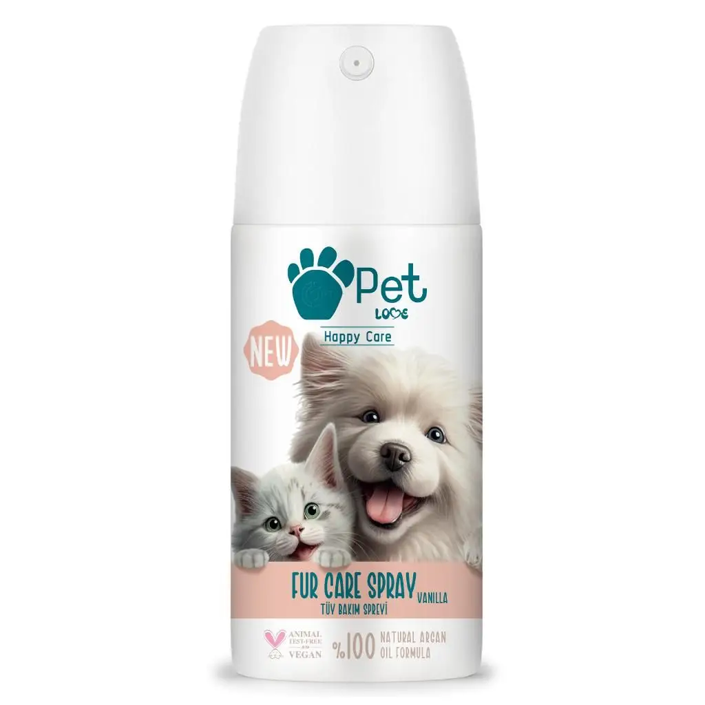 Pet Love Kediler ve Köpekler İçin %100 Doğal Argan Yağlı Vanilya Kokulu Tüy Bakım Spreyi 150 ML
