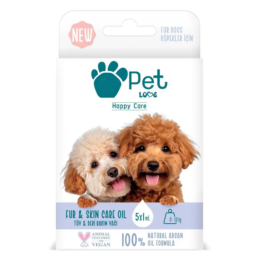 Pet Love Köpekler İçin %100 Doğal Argan Yağlı Tüy Bakım Yağı (0-10 KG) 5x1 ML