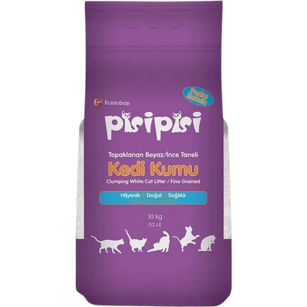 Pisipisi Pudra Kokulu İnce Tane Bentonit Kedi Kumu 10 Kg