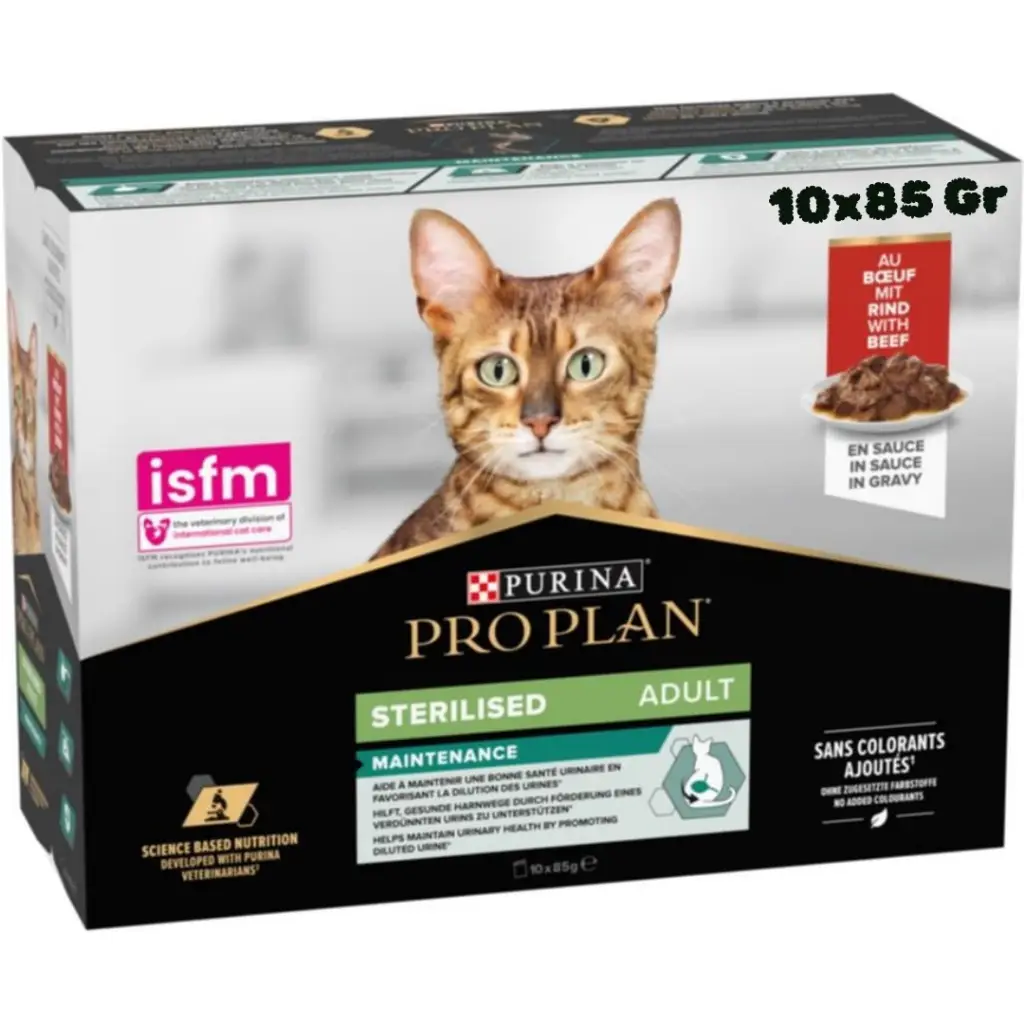 Pro Plan Sterilised Sos İçinde Sığır Etli Kısırlaştırılmış Pouch Kedi Yaş Maması 10x85 Gr
