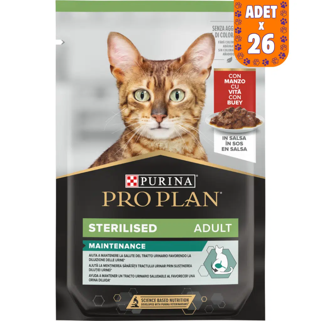 Pro Plan Sterilised Sos İçinde Sığır Etli Kısırlaştırılmış Pouch Kedi Yaş Maması 26x85 Gr