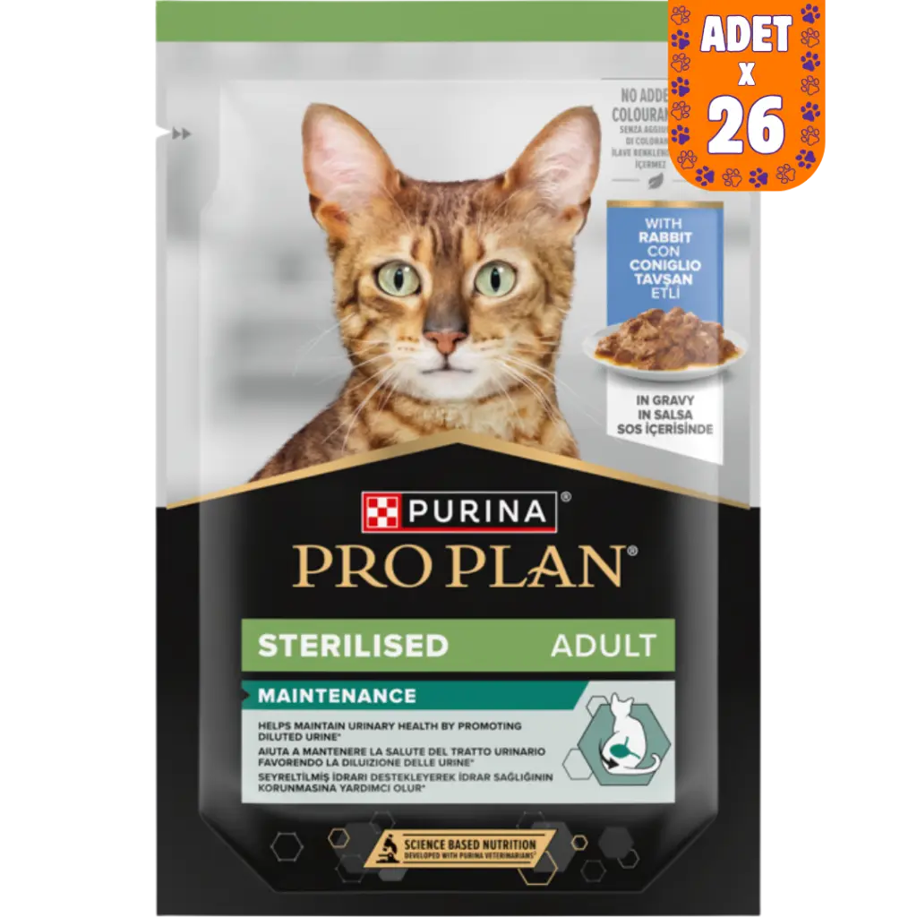 Pro Plan Sterilised Sos İçinde Tavşan Etli Kısırlaştırılmış Pouch Kedi Yaş Maması 85 Gr 26 Adet