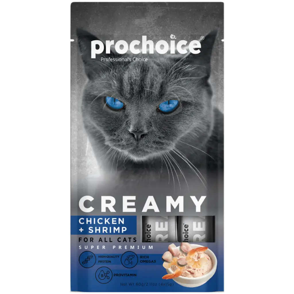 Prochoice Creamy Tavuklu ve Karidesli Sıvı Kedi Ödülü 4x15 Gr