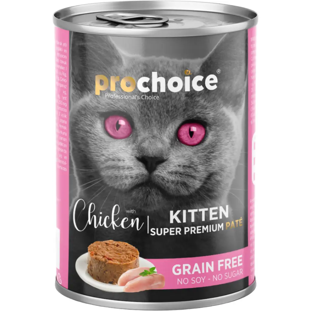 Prochoice Kitten Tavuk Etli Tahılsız Yavru Kedi Konservesi Pate 400 Gr