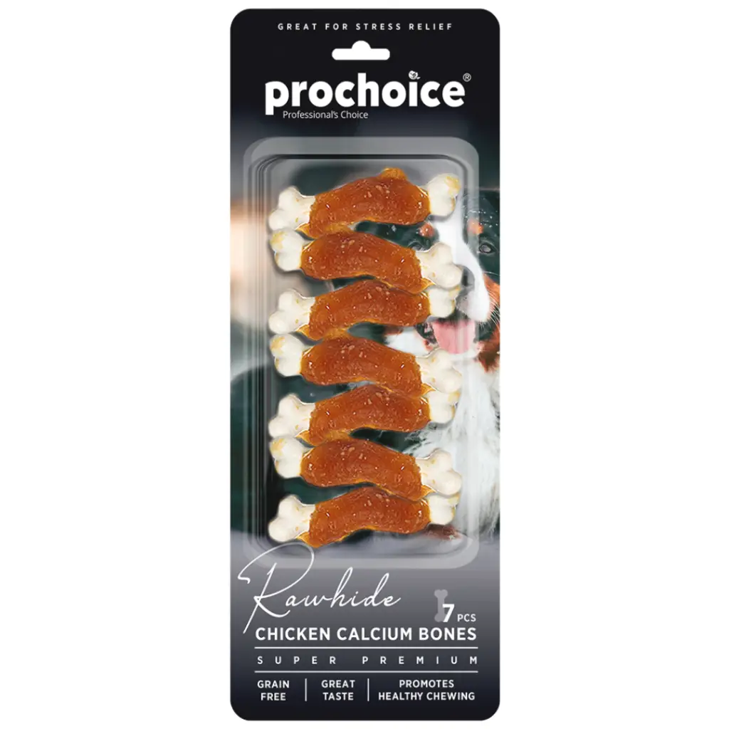 Prochoice Rawhide Chicken Calcium Bones Tavuk Sargılı Kalsiyum Kemik Köpek Ödülü 7 Li