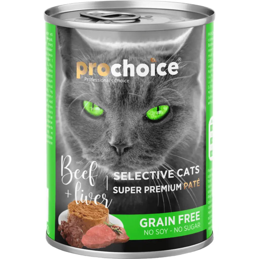 Prochoice Sığır Etli ve Ciğerli Tahılsız Kedi Konservesi Pate 400 Gr