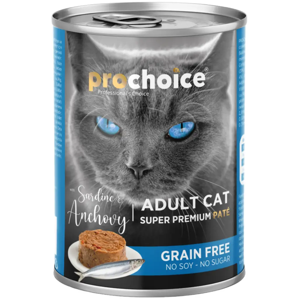 Prochoice Sardalya ve Hamsi Balıklı Tahılsız Kedi Konservesi Pate 400 Gr