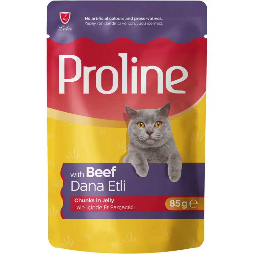 Proline Jöle İçinde Dana Etli Yetişkin Kedi Pouch Yaş Mama 85 Gr