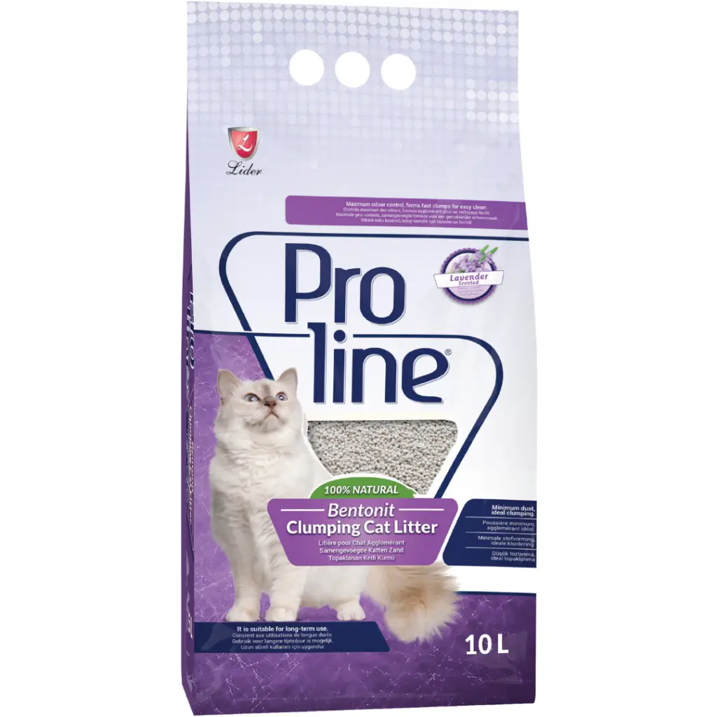 Proline Lavanta Kokulu Topaklanan İnce Taneli Bentonit Kedi Kumu 10 Litre