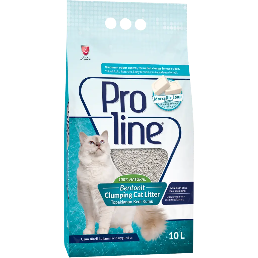 Proline Marsilya Sabunu Kokulu Topaklanan İnce Taneli Bentonit Kedi Kumu 10 Litre