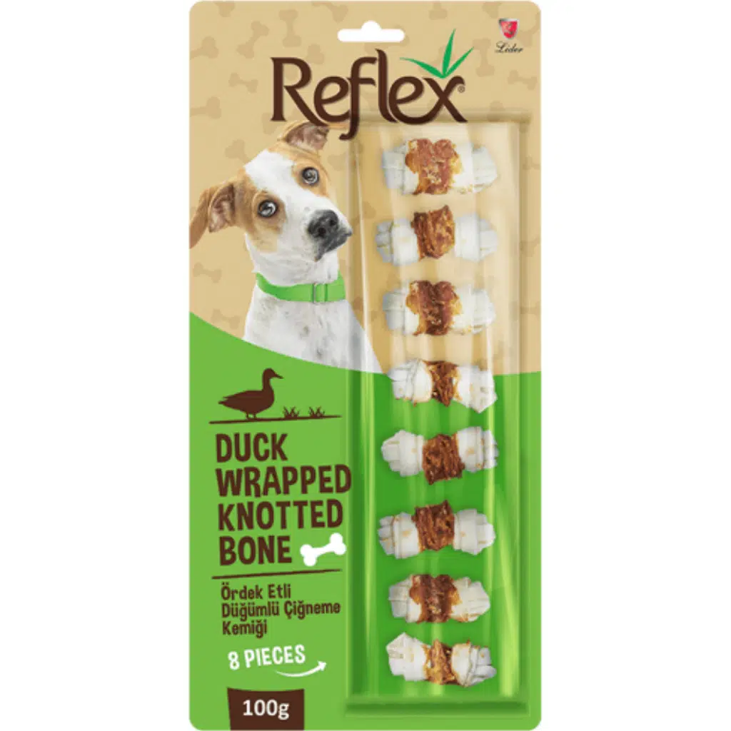 Reflex Ördek Etli Düğümlü Çiğneme Kemiği Köpek Ödülü 8 Li 100 Gr