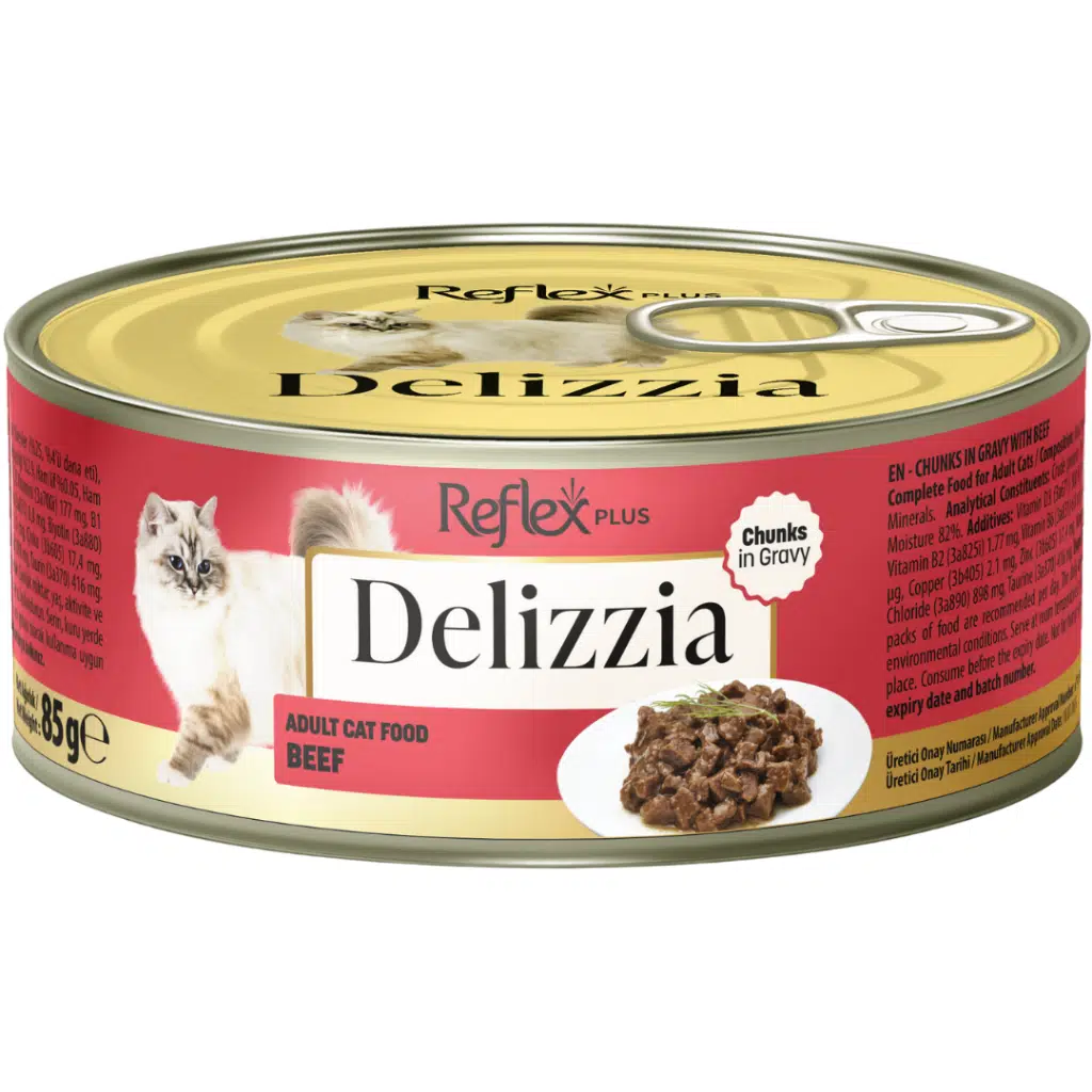 Reflex Plus Delizzia Sos İçinde Parça Etli Sığır Etli Yetişkin Kedi Konservesi Gravy 85 Gr