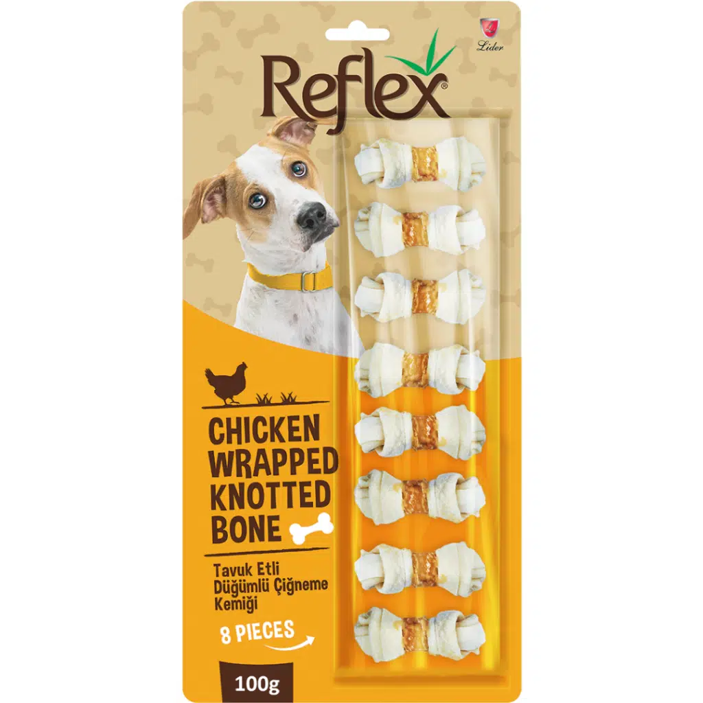 Reflex Tavuk Etli Düğümlü Çiğneme Kemiği Köpek Ödülü 8 Li 100 Gr