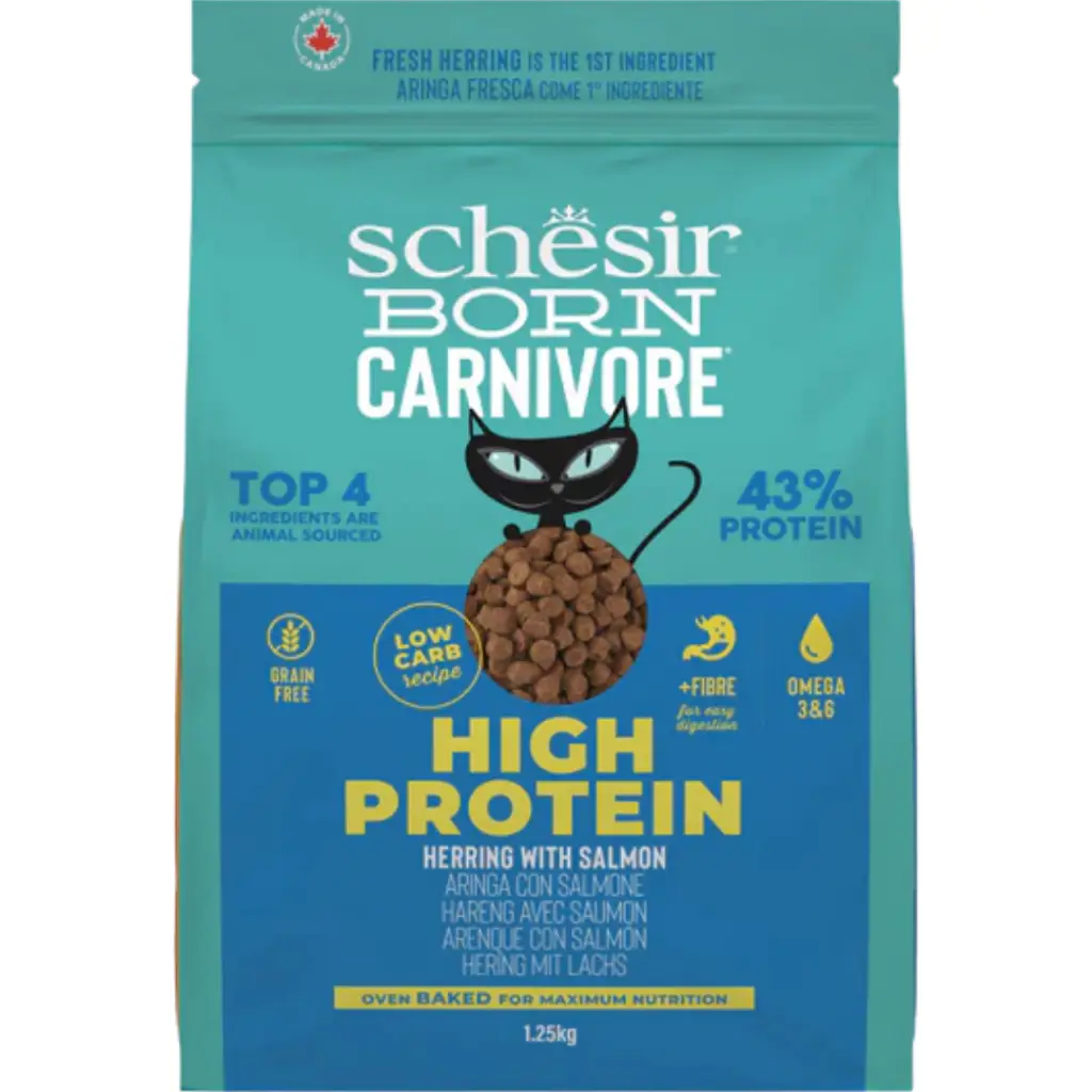 Schesir Born Carnivore Somonlu ve Ringa Balıklı Yetişkin Kedi Maması 1.25 Kg
