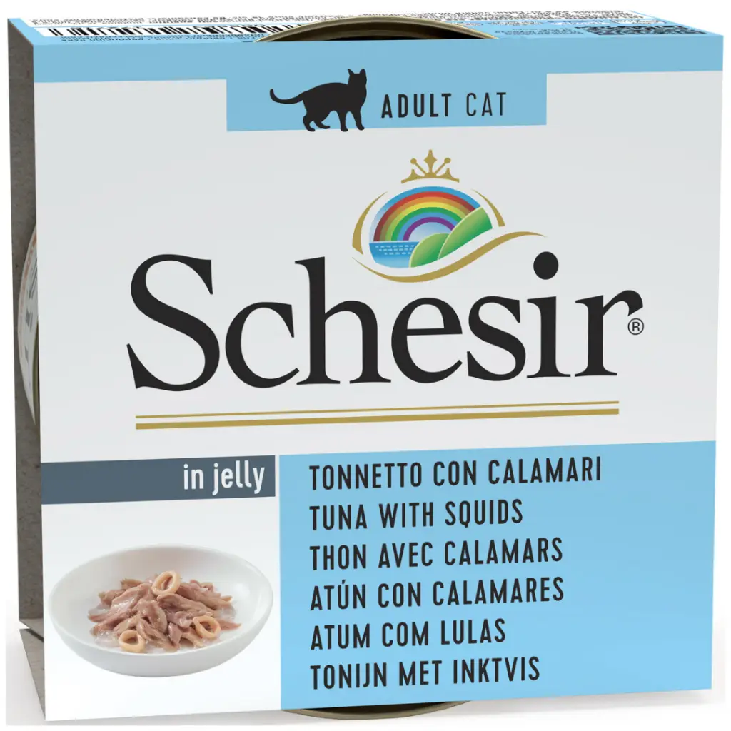 Schesir Cat Jelly Ton Balıklı ve Kalamarlı Jöle İçerisinde Kedi Konservesi 85 Gr