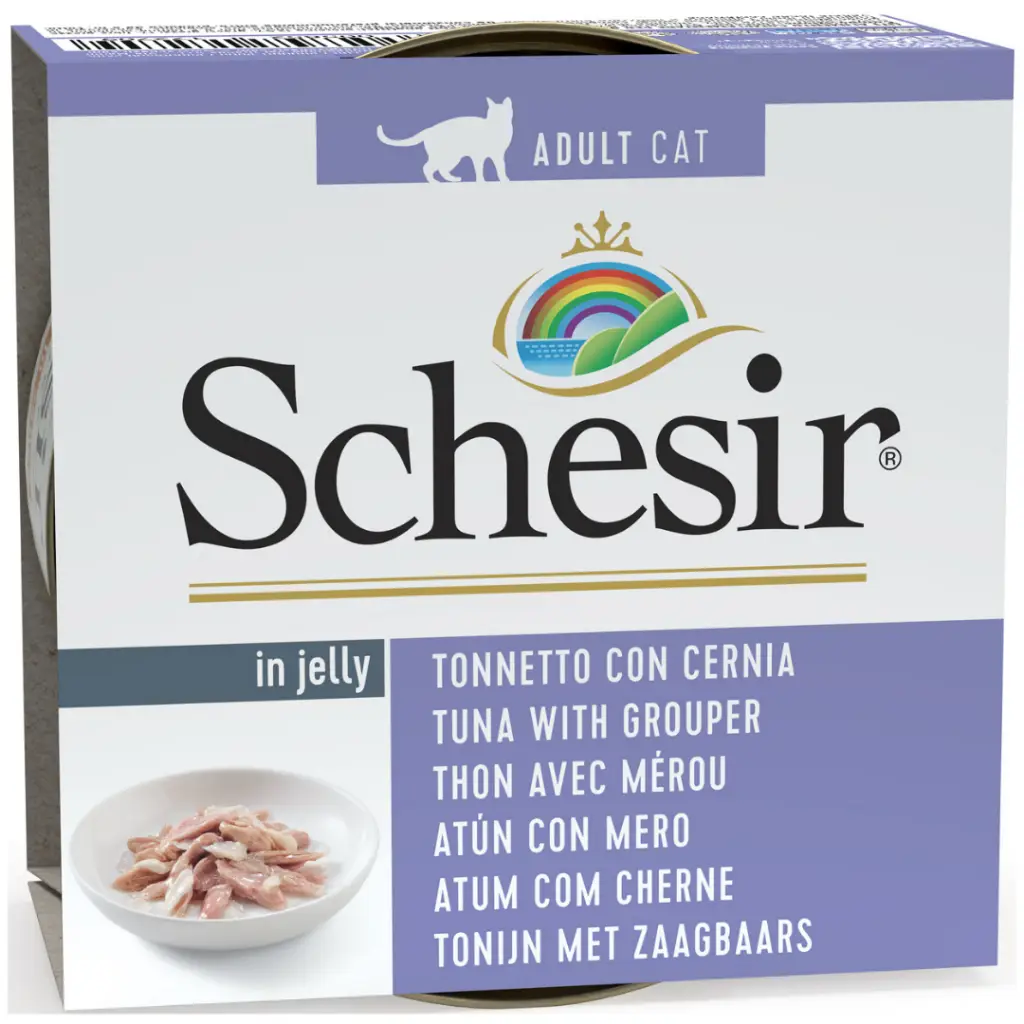 Schesir Cat Jelly Ton ve Orfoz Balıklı Jöle İçerisinde Kedi Konservesi 85 Gr