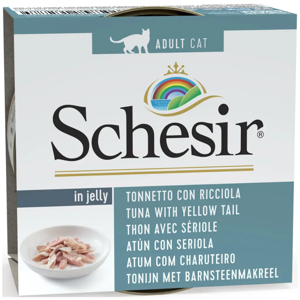 Schesir Cat Jelly Ton ve Sarı Kuyruk Balıklı Kedi Konservesi 85 Gr